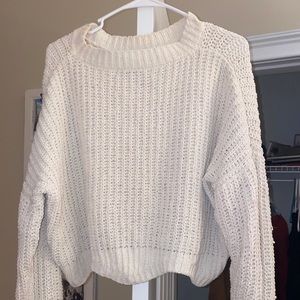 Cropped white sweater